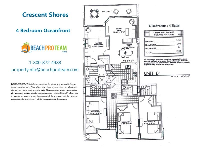 Crescent Shores Floor Plan D - 4 Bedroom Oceanfront